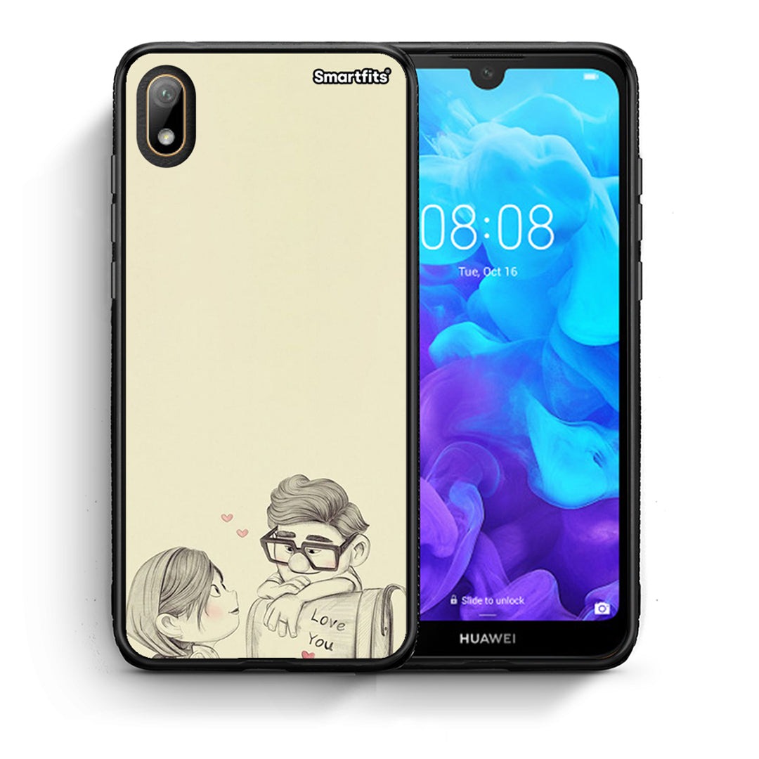 Θήκη Huawei Y5 2019 Carl And Ellie από τη Smartfits με σχέδιο στο πίσω μέρος και μαύρο περίβλημα | Huawei Y5 2019 Carl And Ellie case with colorful back and black bezels