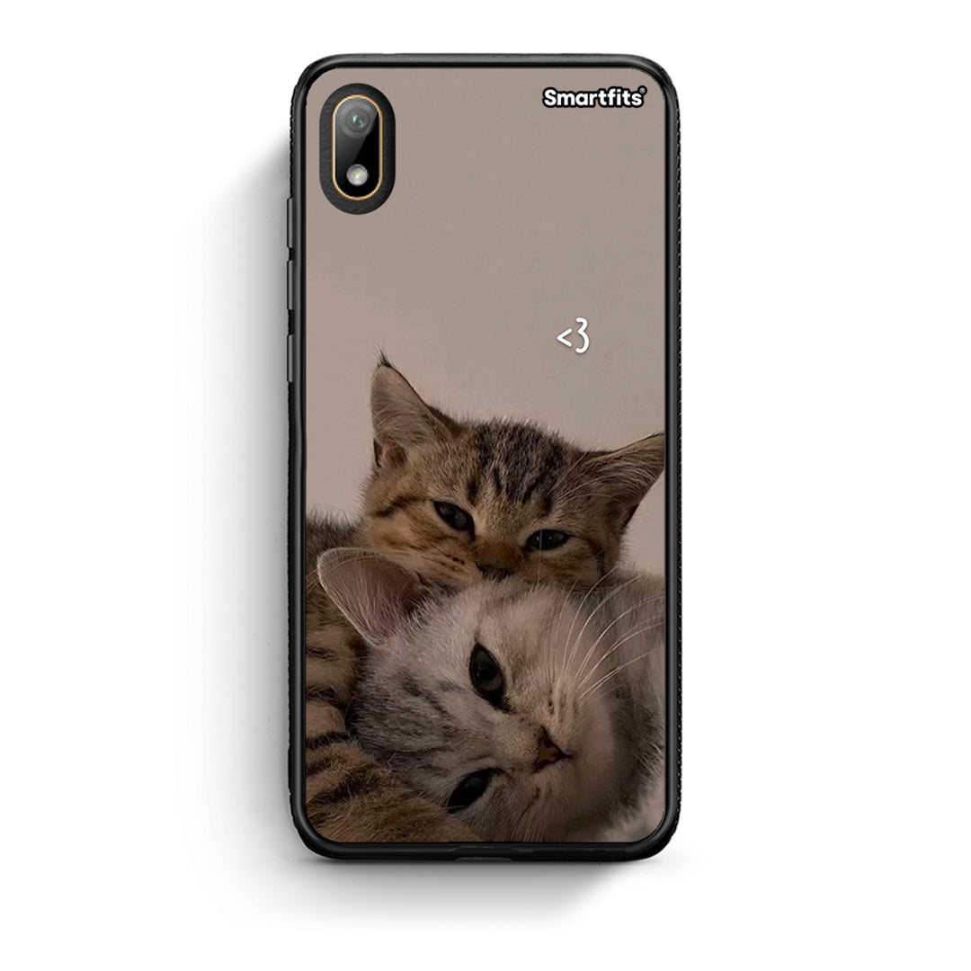 Huawei Y5 2019 Cats In Love Θήκη από τη Smartfits με σχέδιο στο πίσω μέρος και μαύρο περίβλημα | Smartphone case with colorful back and black bezels by Smartfits
