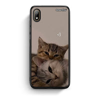 Thumbnail for Huawei Y5 2019 Cats In Love Θήκη από τη Smartfits με σχέδιο στο πίσω μέρος και μαύρο περίβλημα | Smartphone case with colorful back and black bezels by Smartfits