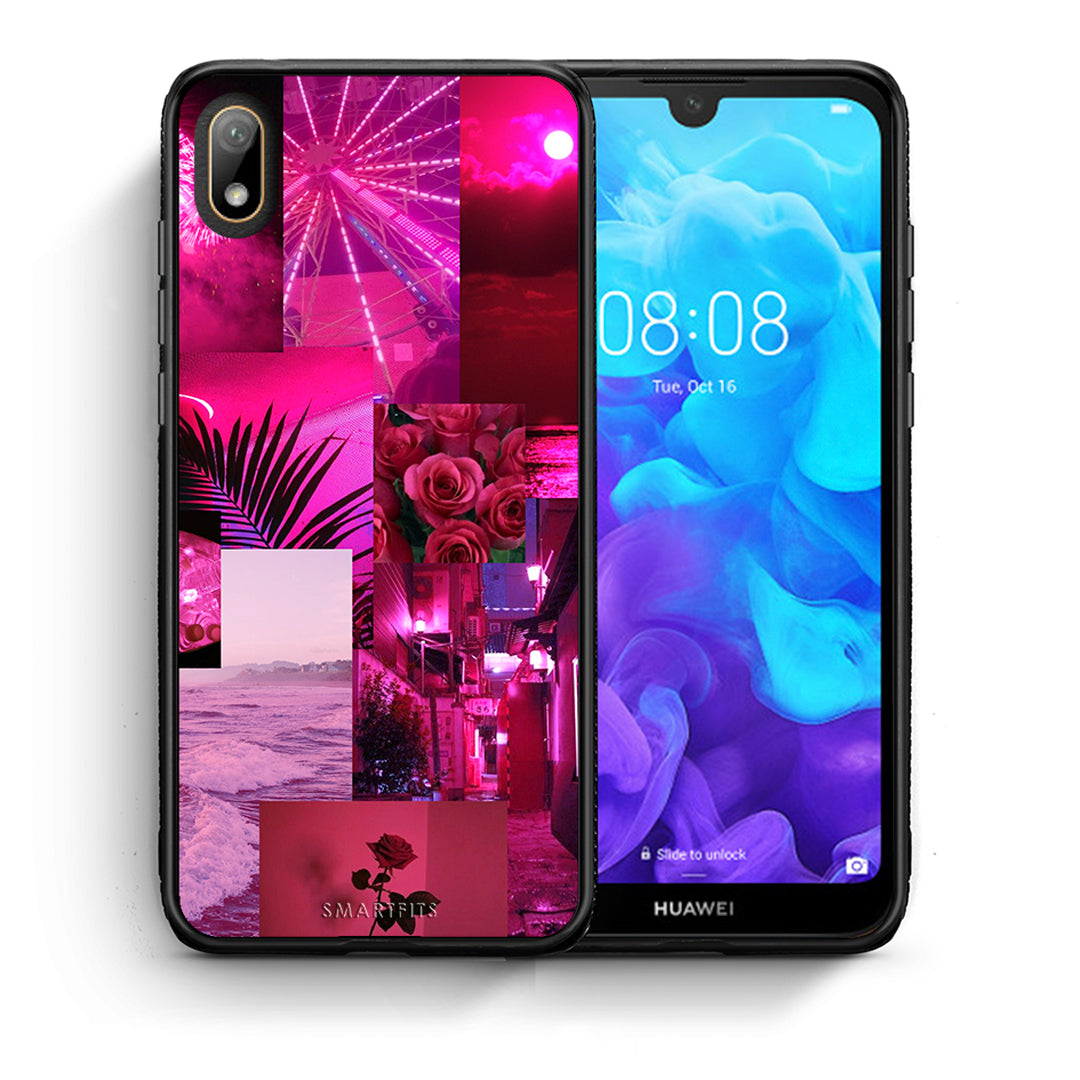 Θήκη Αγίου Βαλεντίνου Huawei Y5 2019 Collage Red Roses από τη Smartfits με σχέδιο στο πίσω μέρος και μαύρο περίβλημα | Huawei Y5 2019 Collage Red Roses case with colorful back and black bezels