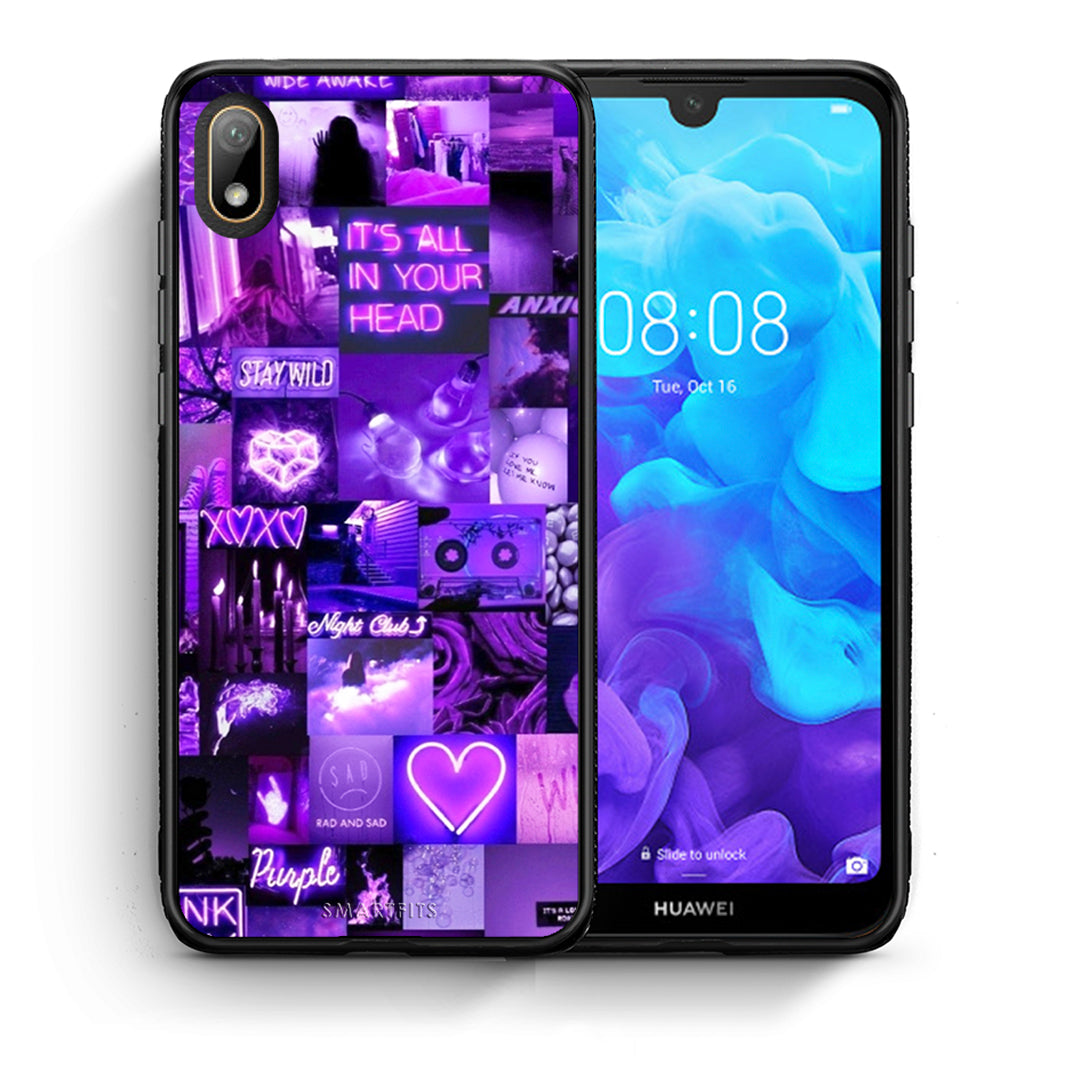 Θήκη Αγίου Βαλεντίνου Huawei Y5 2019 Collage Stay Wild από τη Smartfits με σχέδιο στο πίσω μέρος και μαύρο περίβλημα | Huawei Y5 2019 Collage Stay Wild case with colorful back and black bezels