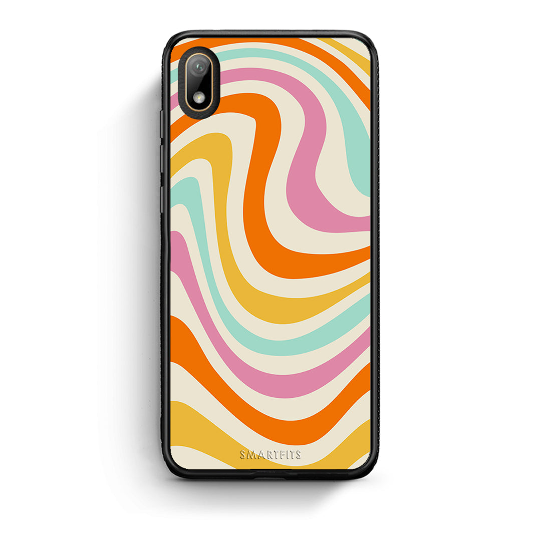 Huawei Y5 2019 Colourful Waves θήκη από τη Smartfits με σχέδιο στο πίσω μέρος και μαύρο περίβλημα | Smartphone case with colorful back and black bezels by Smartfits