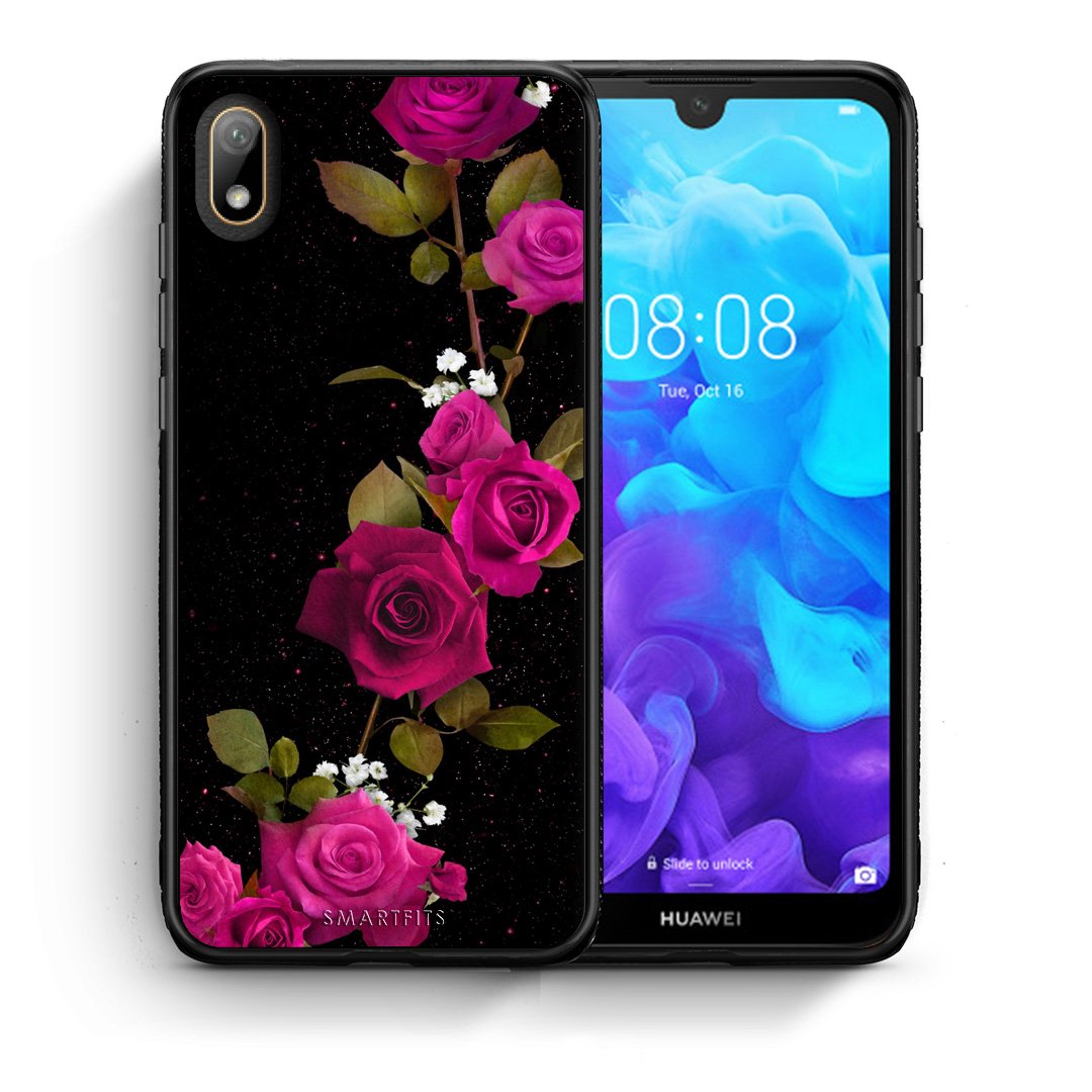 Θήκη Huawei Y5 2019 Red Roses Flower από τη Smartfits με σχέδιο στο πίσω μέρος και μαύρο περίβλημα | Huawei Y5 2019 Red Roses Flower case with colorful back and black bezels