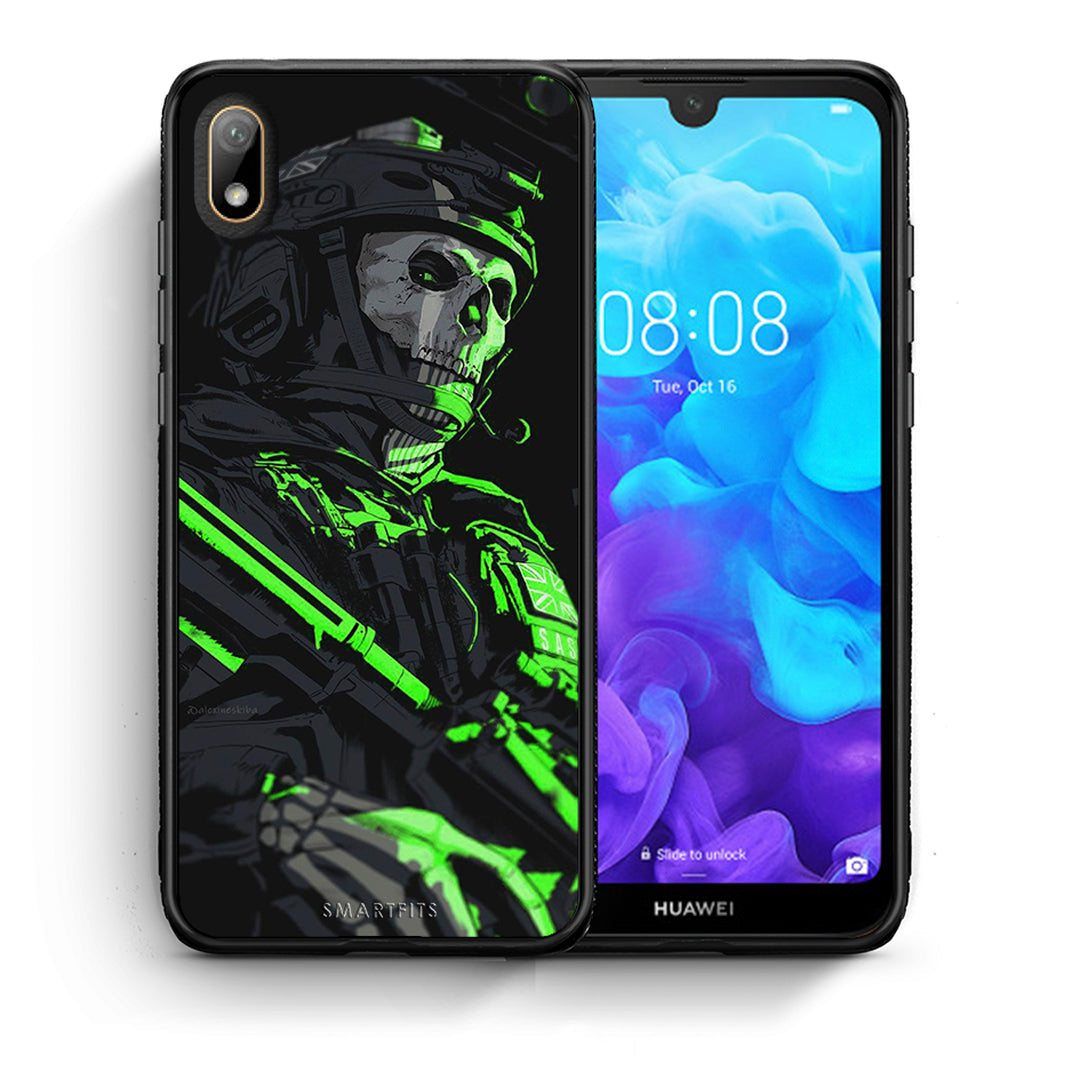 Θήκη Αγίου Βαλεντίνου Huawei Y5 2019 Green Soldier από τη Smartfits με σχέδιο στο πίσω μέρος και μαύρο περίβλημα | Huawei Y5 2019 Green Soldier case with colorful back and black bezels
