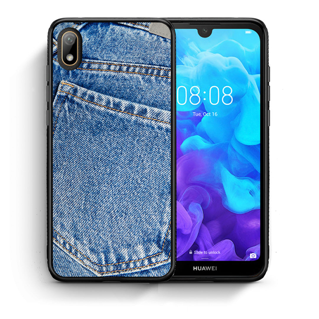 Θήκη Huawei Y5 2019 Jeans Pocket από τη Smartfits με σχέδιο στο πίσω μέρος και μαύρο περίβλημα | Huawei Y5 2019 Jeans Pocket case with colorful back and black bezels