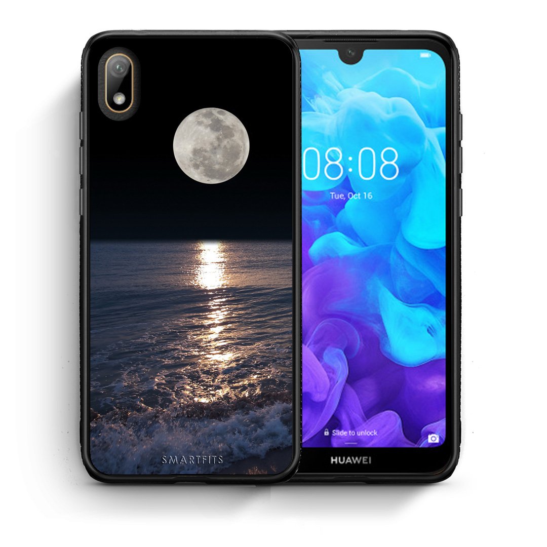 Θήκη Huawei Y5 2019 Moon Landscape από τη Smartfits με σχέδιο στο πίσω μέρος και μαύρο περίβλημα | Huawei Y5 2019 Moon Landscape case with colorful back and black bezels