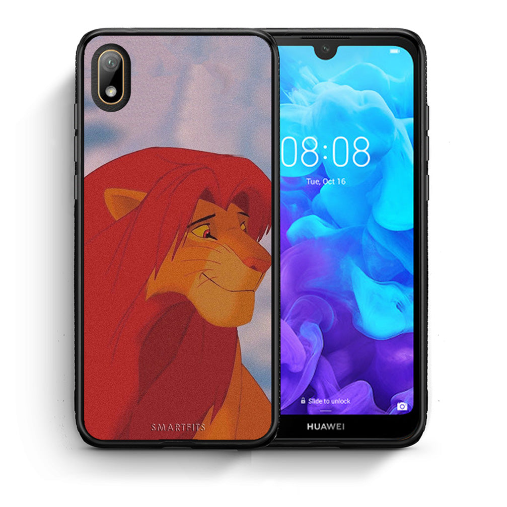 Θήκη Αγίου Βαλεντίνου Huawei Y5 2019 Lion Love 1 από τη Smartfits με σχέδιο στο πίσω μέρος και μαύρο περίβλημα | Huawei Y5 2019 Lion Love 1 case with colorful back and black bezels