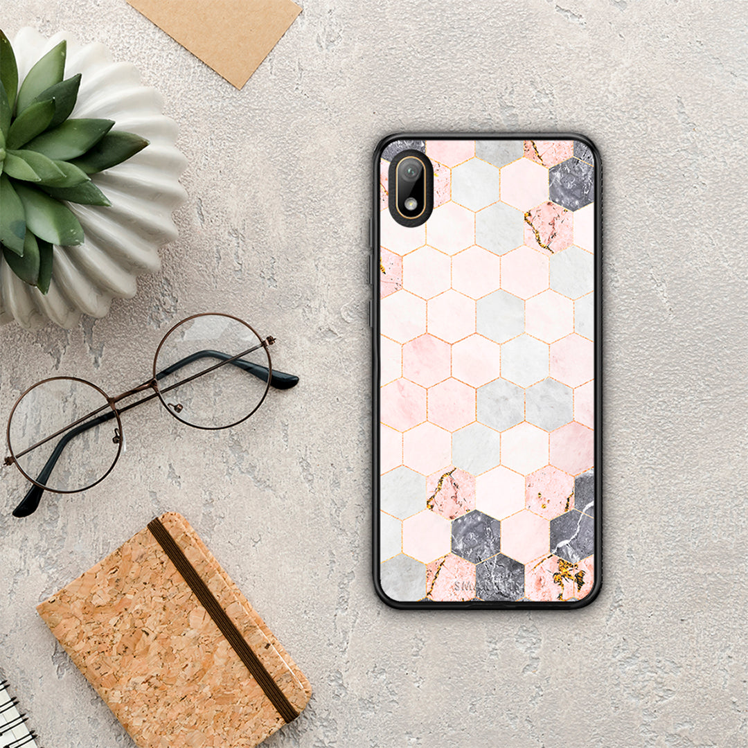 Marble Hexagon Pink - Huawei Y5 2019 case