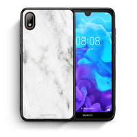 Thumbnail for Θήκη Huawei Y5 2019 White Marble από τη Smartfits με σχέδιο στο πίσω μέρος και μαύρο περίβλημα | Huawei Y5 2019 White Marble case with colorful back and black bezels