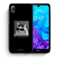 Thumbnail for Θήκη Huawei Y5 2019 Meme Cat από τη Smartfits με σχέδιο στο πίσω μέρος και μαύρο περίβλημα | Huawei Y5 2019 Meme Cat case with colorful back and black bezels