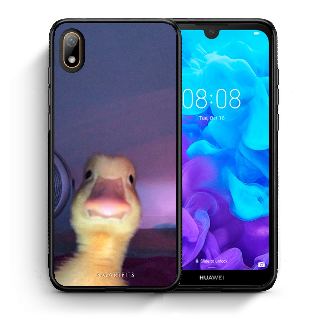 Θήκη Huawei Y5 2019 Meme Duck από τη Smartfits με σχέδιο στο πίσω μέρος και μαύρο περίβλημα | Huawei Y5 2019 Meme Duck case with colorful back and black bezels