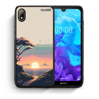 Thumbnail for Θήκη Huawei Y5 2019 Pixel Sunset από τη Smartfits με σχέδιο στο πίσω μέρος και μαύρο περίβλημα | Huawei Y5 2019 Pixel Sunset case with colorful back and black bezels