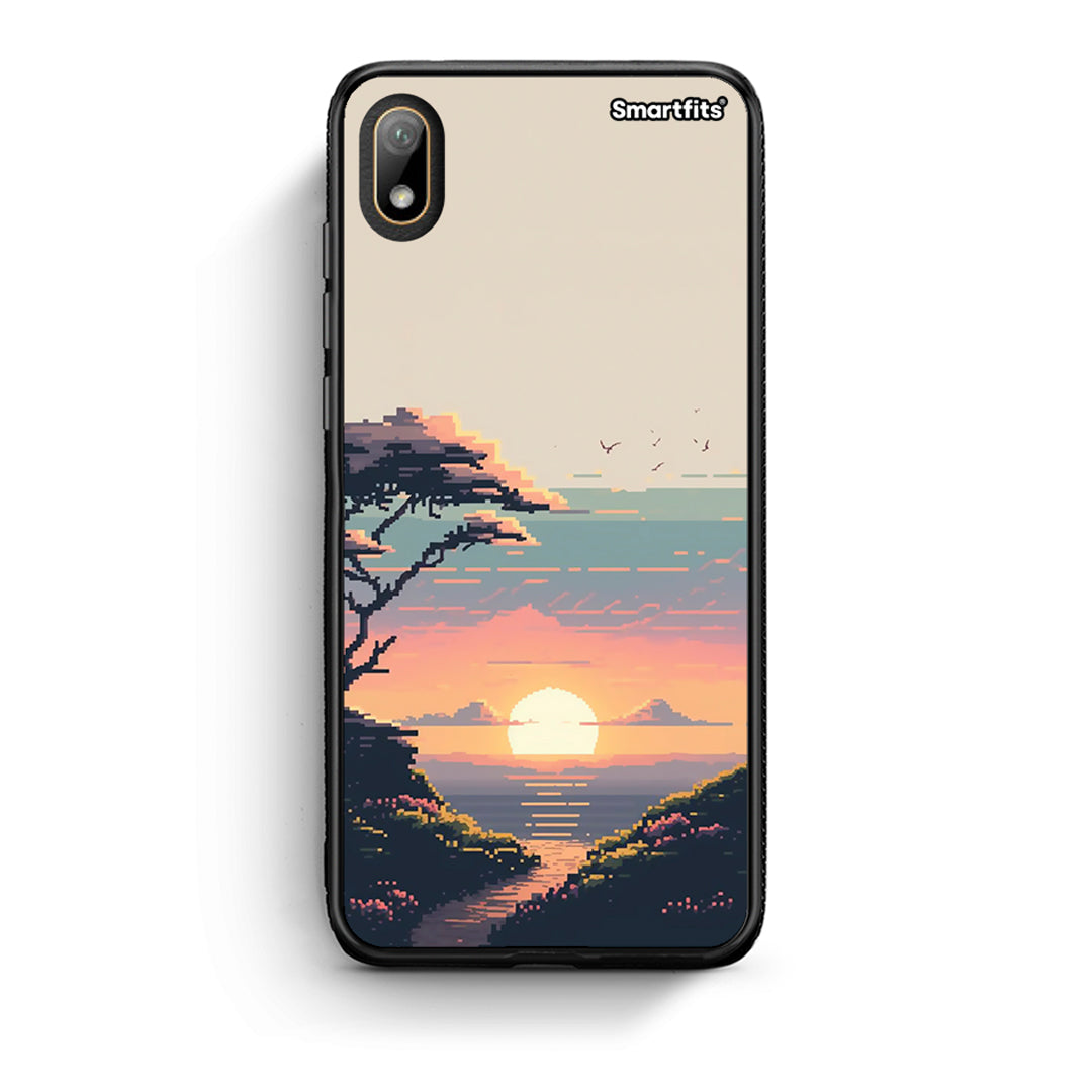 Huawei Y5 2019 Pixel Sunset Θήκη από τη Smartfits με σχέδιο στο πίσω μέρος και μαύρο περίβλημα | Smartphone case with colorful back and black bezels by Smartfits