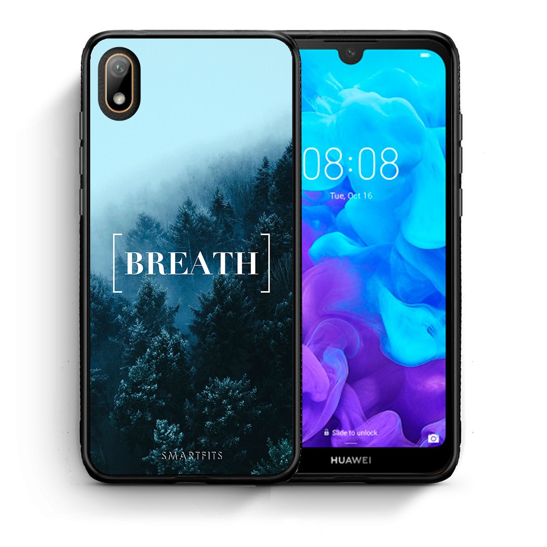 Θήκη Huawei Y5 2019 Breath Quote από τη Smartfits με σχέδιο στο πίσω μέρος και μαύρο περίβλημα | Huawei Y5 2019 Breath Quote case with colorful back and black bezels