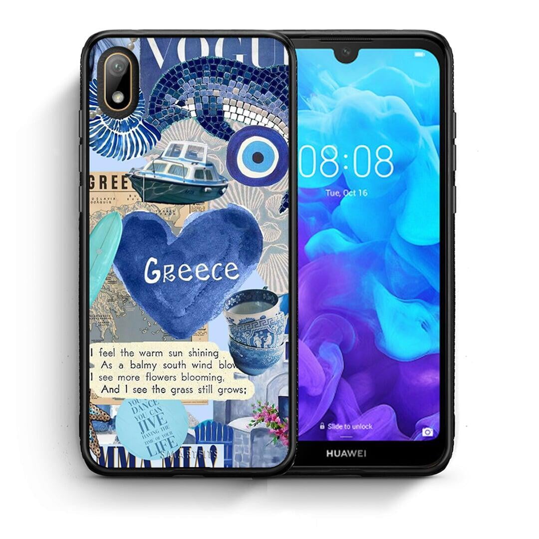 Θήκη Huawei Y5 2019 Summer In Greece από τη Smartfits με σχέδιο στο πίσω μέρος και μαύρο περίβλημα | Huawei Y5 2019 Summer In Greece case with colorful back and black bezels