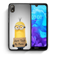 Thumbnail for Θήκη Huawei Y5 2019 Minion Text από τη Smartfits με σχέδιο στο πίσω μέρος και μαύρο περίβλημα | Huawei Y5 2019 Minion Text case with colorful back and black bezels