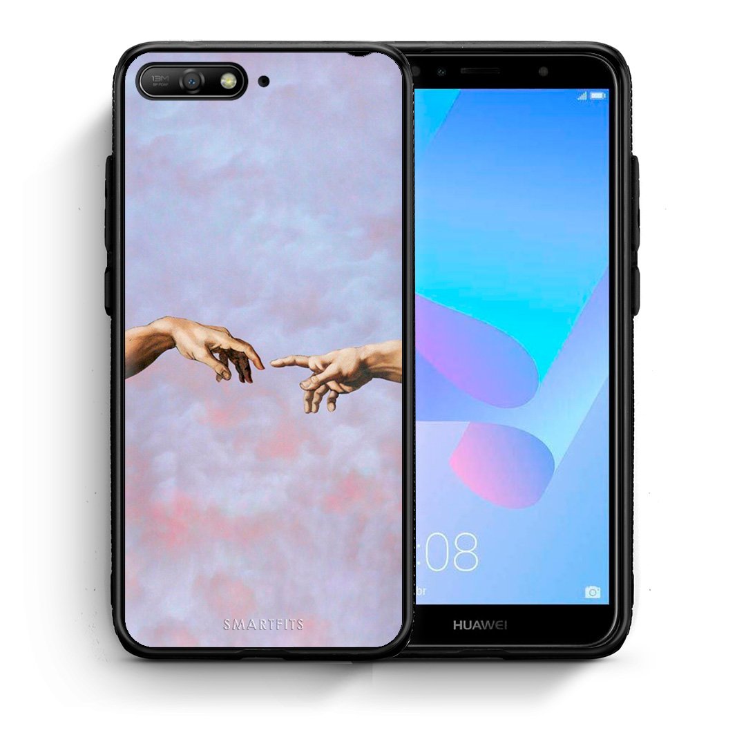 Θήκη Huawei Y6 2018 Adam Hand από τη Smartfits με σχέδιο στο πίσω μέρος και μαύρο περίβλημα | Huawei Y6 2018 Adam Hand case with colorful back and black bezels
