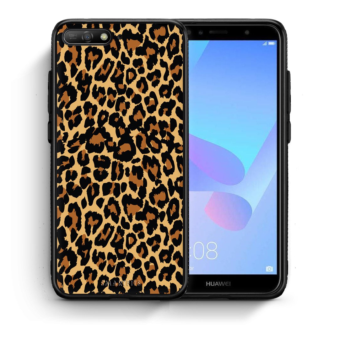 Θήκη Huawei Y6 2018 Leopard Animal από τη Smartfits με σχέδιο στο πίσω μέρος και μαύρο περίβλημα | Huawei Y6 2018 Leopard Animal case with colorful back and black bezels