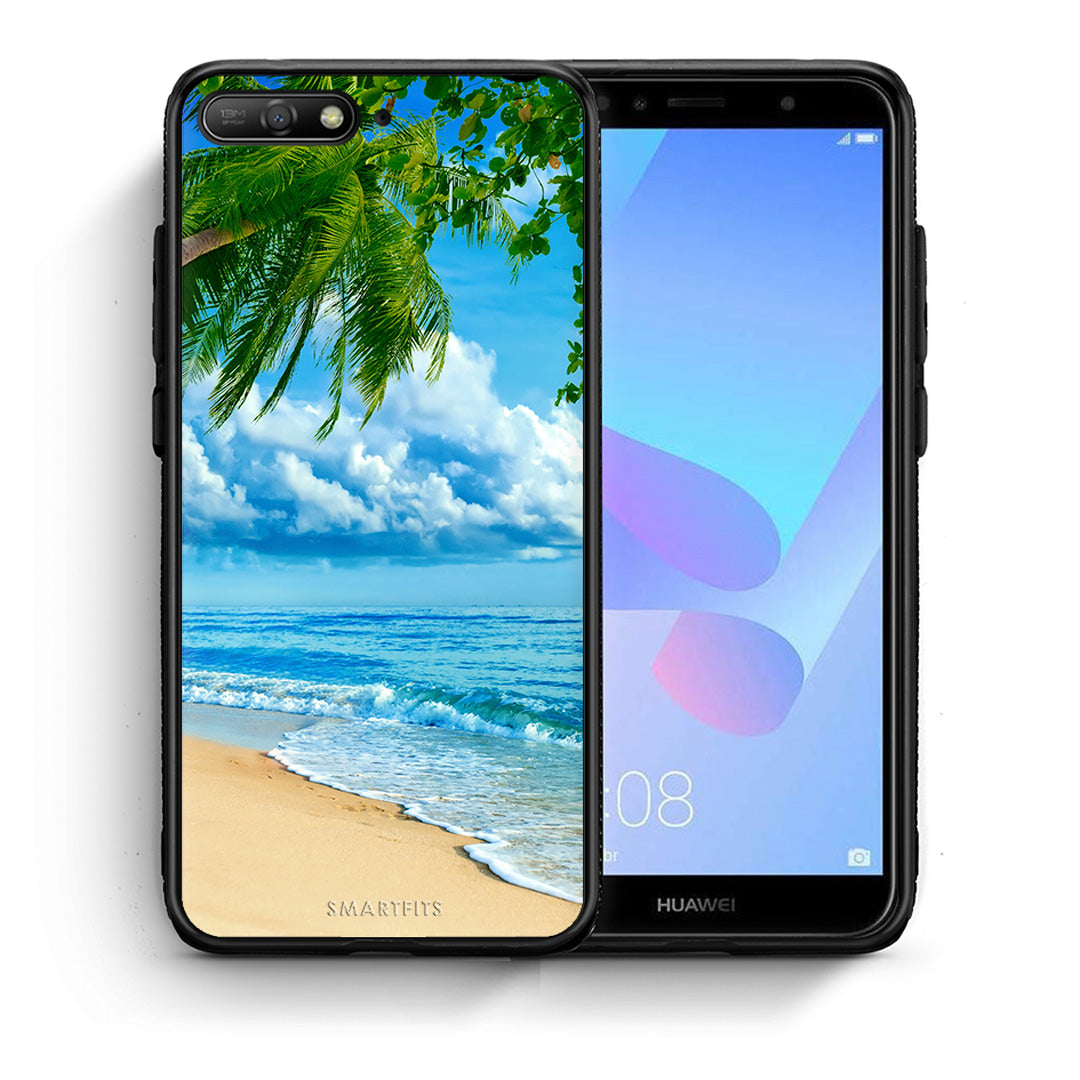 Θήκη Huawei Y6 2018 Beautiful Beach από τη Smartfits με σχέδιο στο πίσω μέρος και μαύρο περίβλημα | Huawei Y6 2018 Beautiful Beach case with colorful back and black bezels