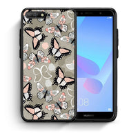 Thumbnail for Θήκη Huawei Y6 2018 Butterflies Boho από τη Smartfits με σχέδιο στο πίσω μέρος και μαύρο περίβλημα | Huawei Y6 2018 Butterflies Boho case with colorful back and black bezels