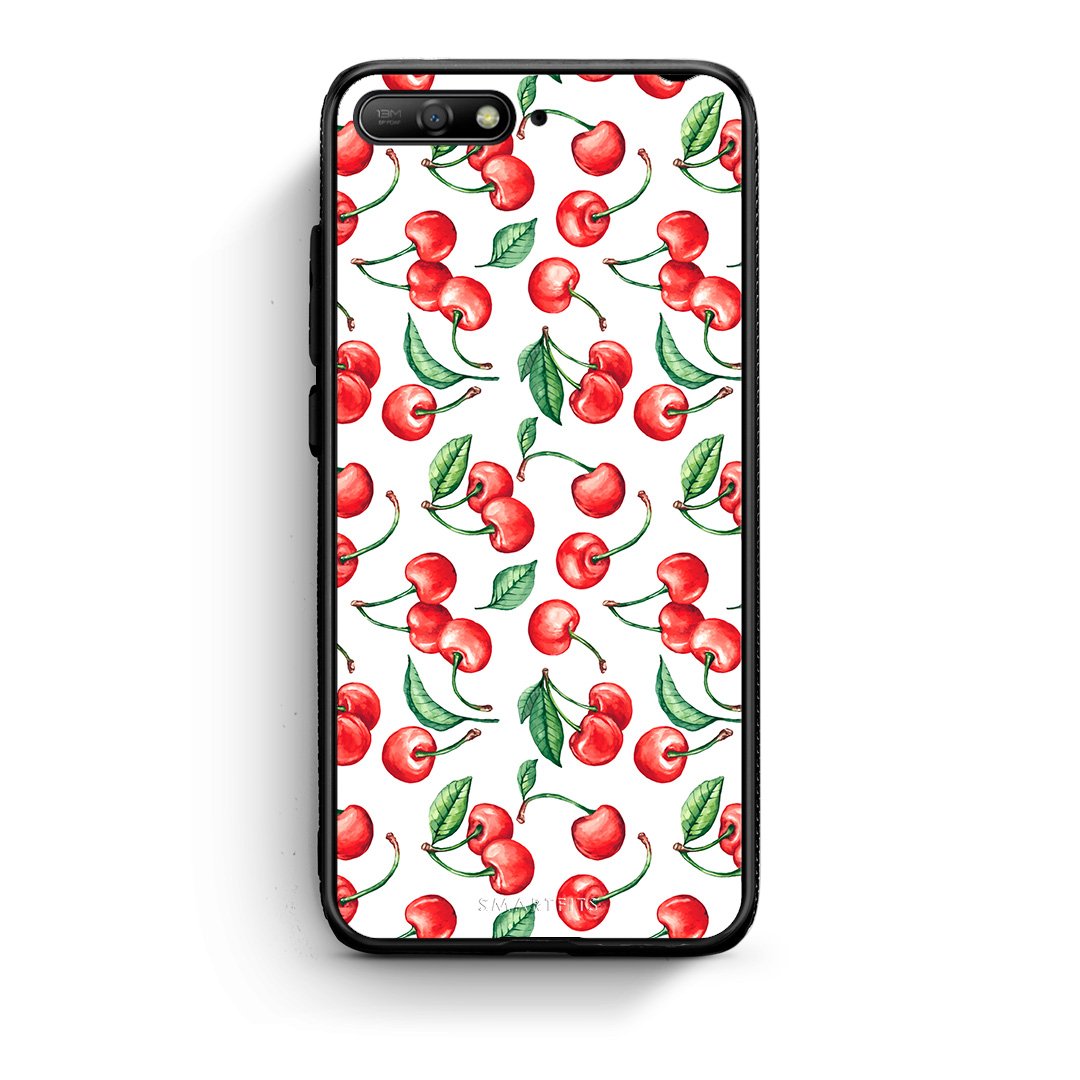 Huawei Y6 2018 Cherry Summer θήκη από τη Smartfits με σχέδιο στο πίσω μέρος και μαύρο περίβλημα | Smartphone case with colorful back and black bezels by Smartfits