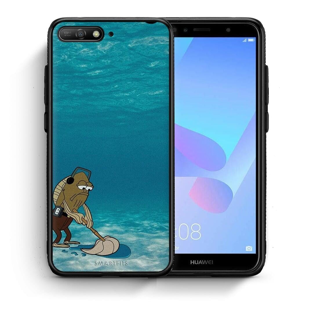 Θήκη Huawei Y6 2018 Clean The Ocean από τη Smartfits με σχέδιο στο πίσω μέρος και μαύρο περίβλημα | Huawei Y6 2018 Clean The Ocean case with colorful back and black bezels