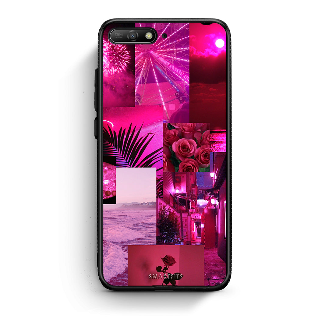 Huawei Y6 2018 Collage Red Roses Θήκη Αγίου Βαλεντίνου από τη Smartfits με σχέδιο στο πίσω μέρος και μαύρο περίβλημα | Smartphone case with colorful back and black bezels by Smartfits