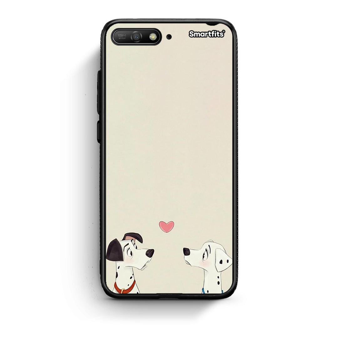 Huawei Y6 2018 Dalmatians Love θήκη από τη Smartfits με σχέδιο στο πίσω μέρος και μαύρο περίβλημα | Smartphone case with colorful back and black bezels by Smartfits