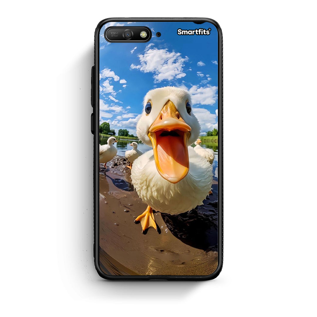 Huawei Y6 2018 Duck Face θήκη από τη Smartfits με σχέδιο στο πίσω μέρος και μαύρο περίβλημα | Smartphone case with colorful back and black bezels by Smartfits