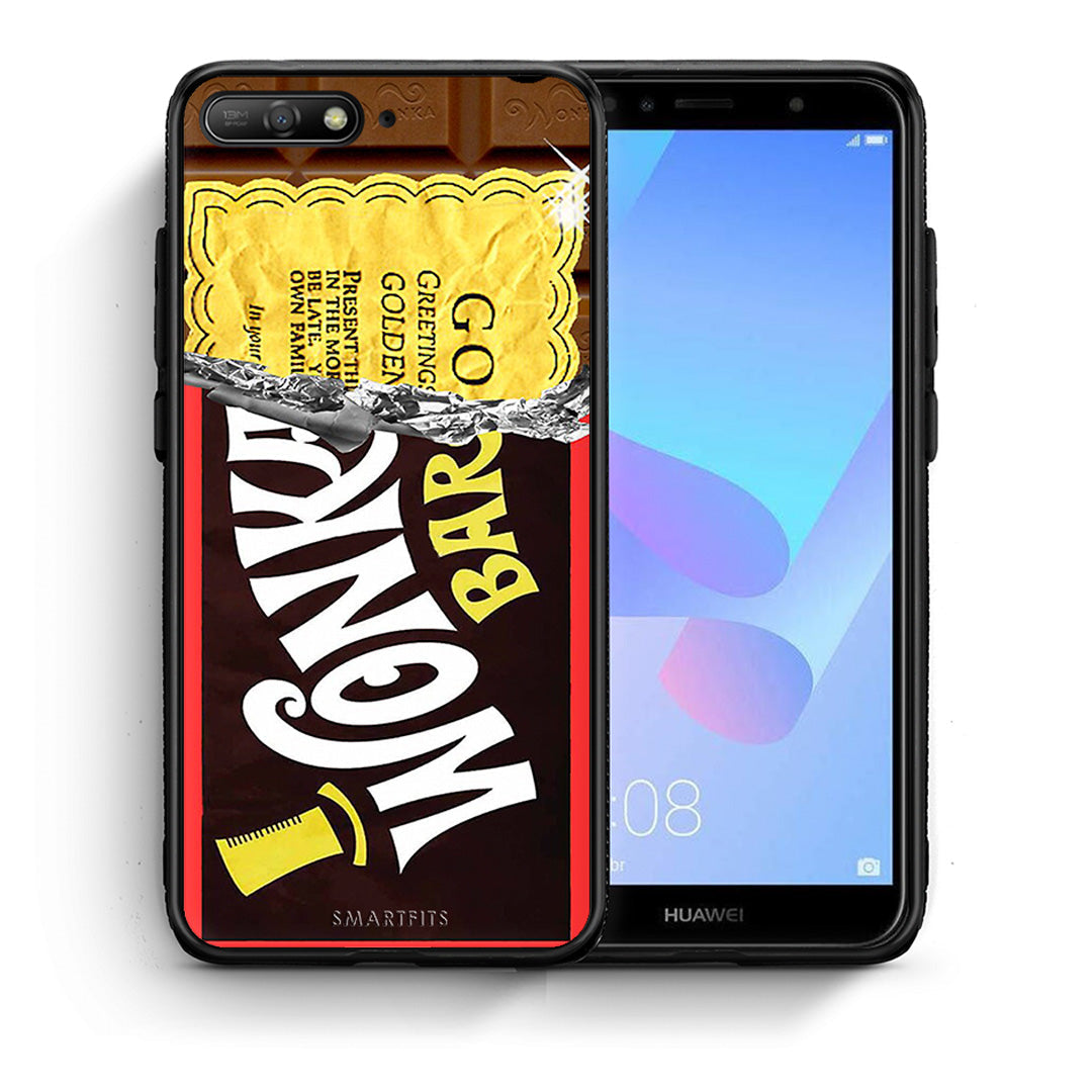 Θήκη Huawei Y6 2018 Golden Ticket από τη Smartfits με σχέδιο στο πίσω μέρος και μαύρο περίβλημα | Huawei Y6 2018 Golden Ticket case with colorful back and black bezels