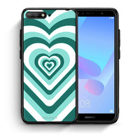 Thumbnail for Θήκη Huawei Y6 2018 Green Hearts από τη Smartfits με σχέδιο στο πίσω μέρος και μαύρο περίβλημα | Huawei Y6 2018 Green Hearts case with colorful back and black bezels
