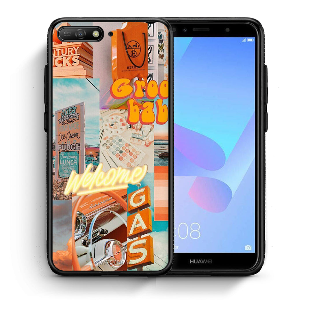 Θήκη Αγίου Βαλεντίνου Huawei Y6 2018 Groovy Babe από τη Smartfits με σχέδιο στο πίσω μέρος και μαύρο περίβλημα | Huawei Y6 2018 Groovy Babe case with colorful back and black bezels