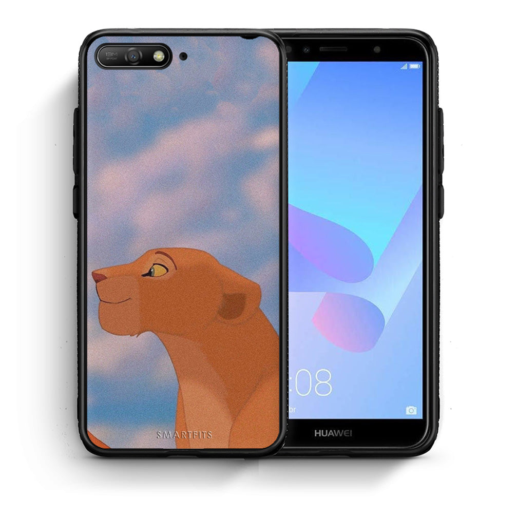 Θήκη Αγίου Βαλεντίνου Huawei Y6 2018 Lion Love 2 από τη Smartfits με σχέδιο στο πίσω μέρος και μαύρο περίβλημα | Huawei Y6 2018 Lion Love 2 case with colorful back and black bezels