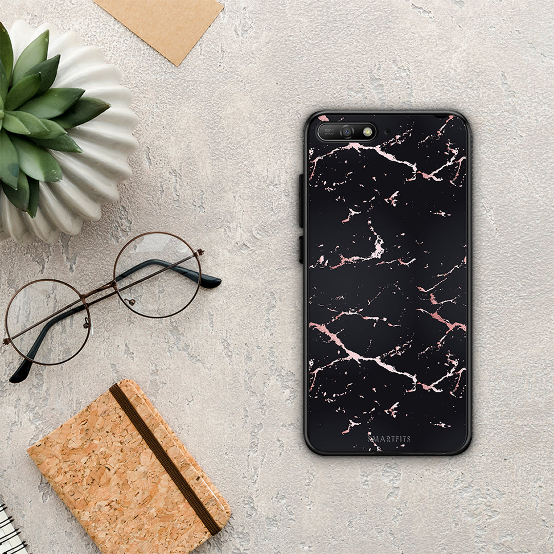 Marble Black Rosegold - Huawei Y6 2018 / Honor 7A case