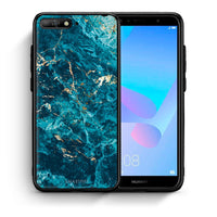 Thumbnail for Θήκη Huawei Y6 2018 Marble Blue από τη Smartfits με σχέδιο στο πίσω μέρος και μαύρο περίβλημα | Huawei Y6 2018 Marble Blue case with colorful back and black bezels