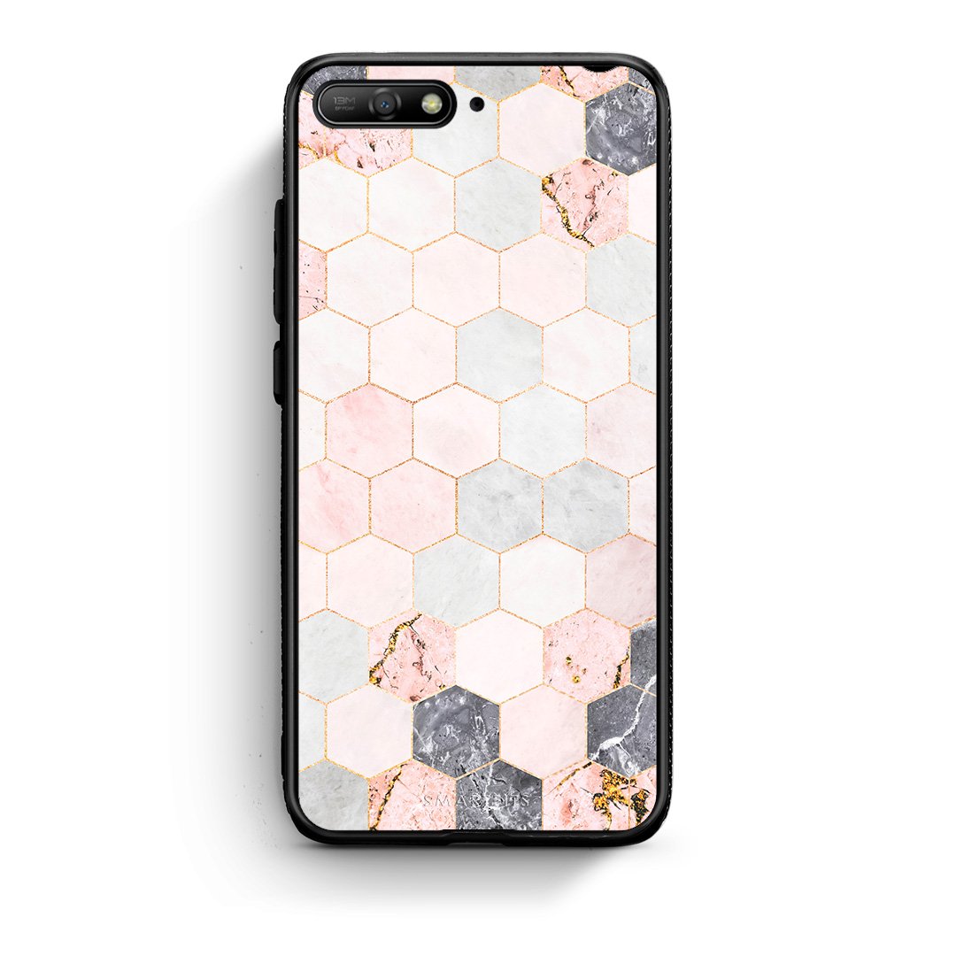 4 - Huawei Y6 2018 Hexagon Pink Marble case, cover, bumper