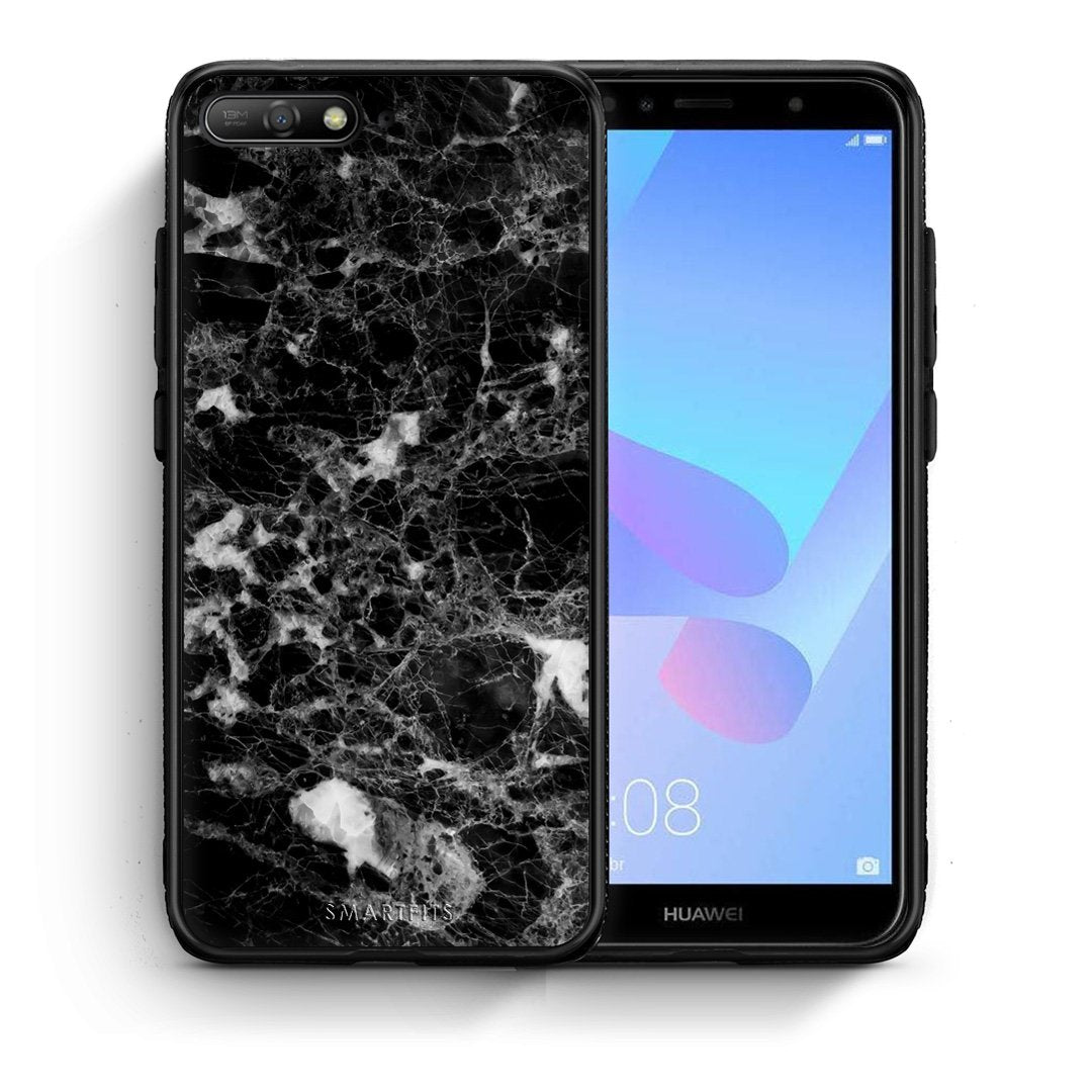 Θήκη Huawei Y6 2018 Male Marble από τη Smartfits με σχέδιο στο πίσω μέρος και μαύρο περίβλημα | Huawei Y6 2018 Male Marble case with colorful back and black bezels