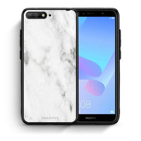 Thumbnail for Θήκη Huawei Y6 2018 White Marble από τη Smartfits με σχέδιο στο πίσω μέρος και μαύρο περίβλημα | Huawei Y6 2018 White Marble case with colorful back and black bezels