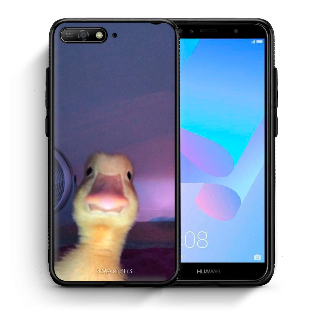 Θήκη Huawei Y6 2018 Meme Duck από τη Smartfits με σχέδιο στο πίσω μέρος και μαύρο περίβλημα | Huawei Y6 2018 Meme Duck case with colorful back and black bezels