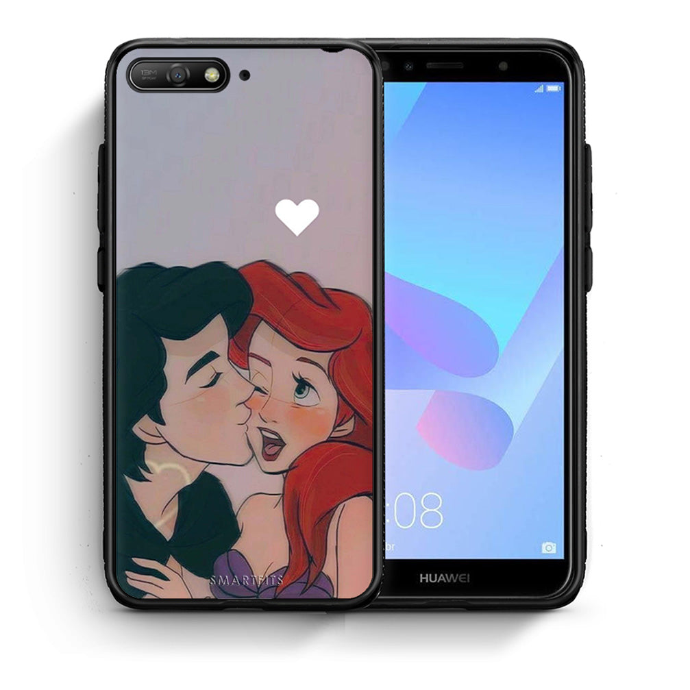 Θήκη Αγίου Βαλεντίνου Huawei Y6 2018 Mermaid Love από τη Smartfits με σχέδιο στο πίσω μέρος και μαύρο περίβλημα | Huawei Y6 2018 Mermaid Love case with colorful back and black bezels
