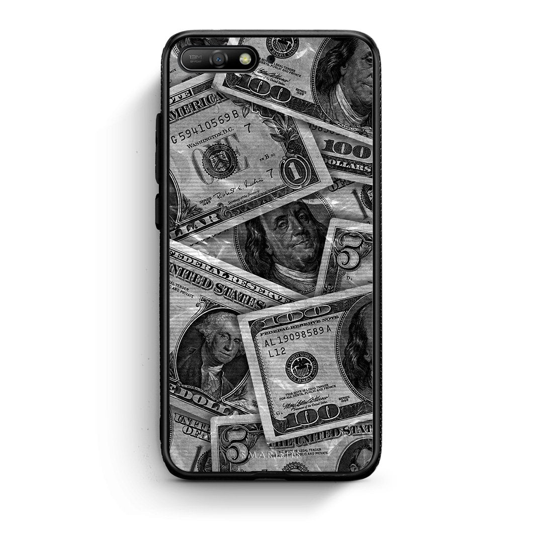 Huawei Y6 2018 Money Dollars θήκη από τη Smartfits με σχέδιο στο πίσω μέρος και μαύρο περίβλημα | Smartphone case with colorful back and black bezels by Smartfits