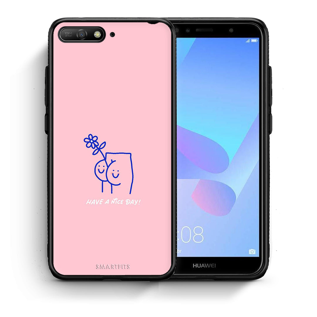 Θήκη Huawei Y6 2018 Nice Day από τη Smartfits με σχέδιο στο πίσω μέρος και μαύρο περίβλημα | Huawei Y6 2018 Nice Day case with colorful back and black bezels