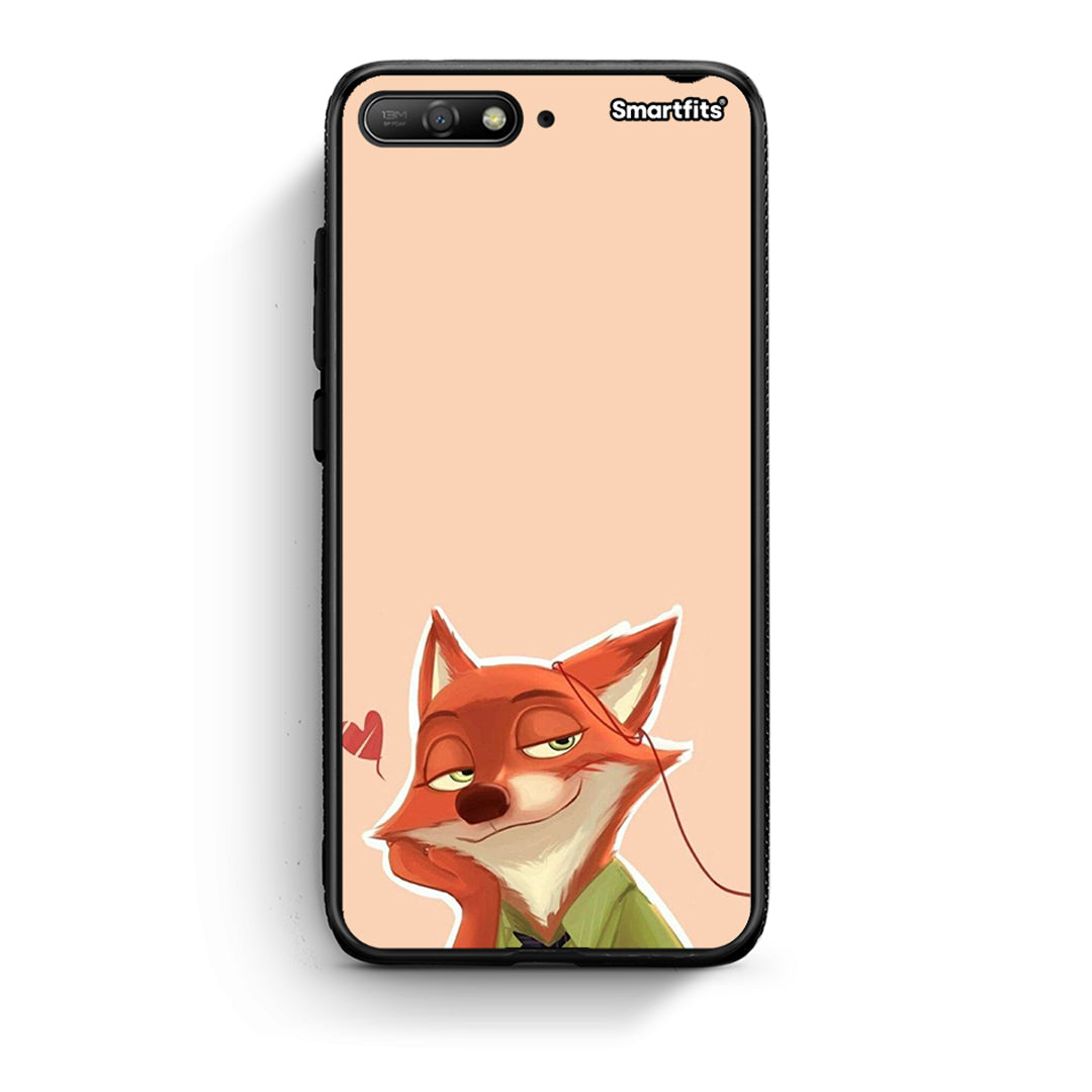 Huawei Y6 2018 Nick Wilde And Judy Hopps Love 1 θήκη από τη Smartfits με σχέδιο στο πίσω μέρος και μαύρο περίβλημα | Smartphone case with colorful back and black bezels by Smartfits