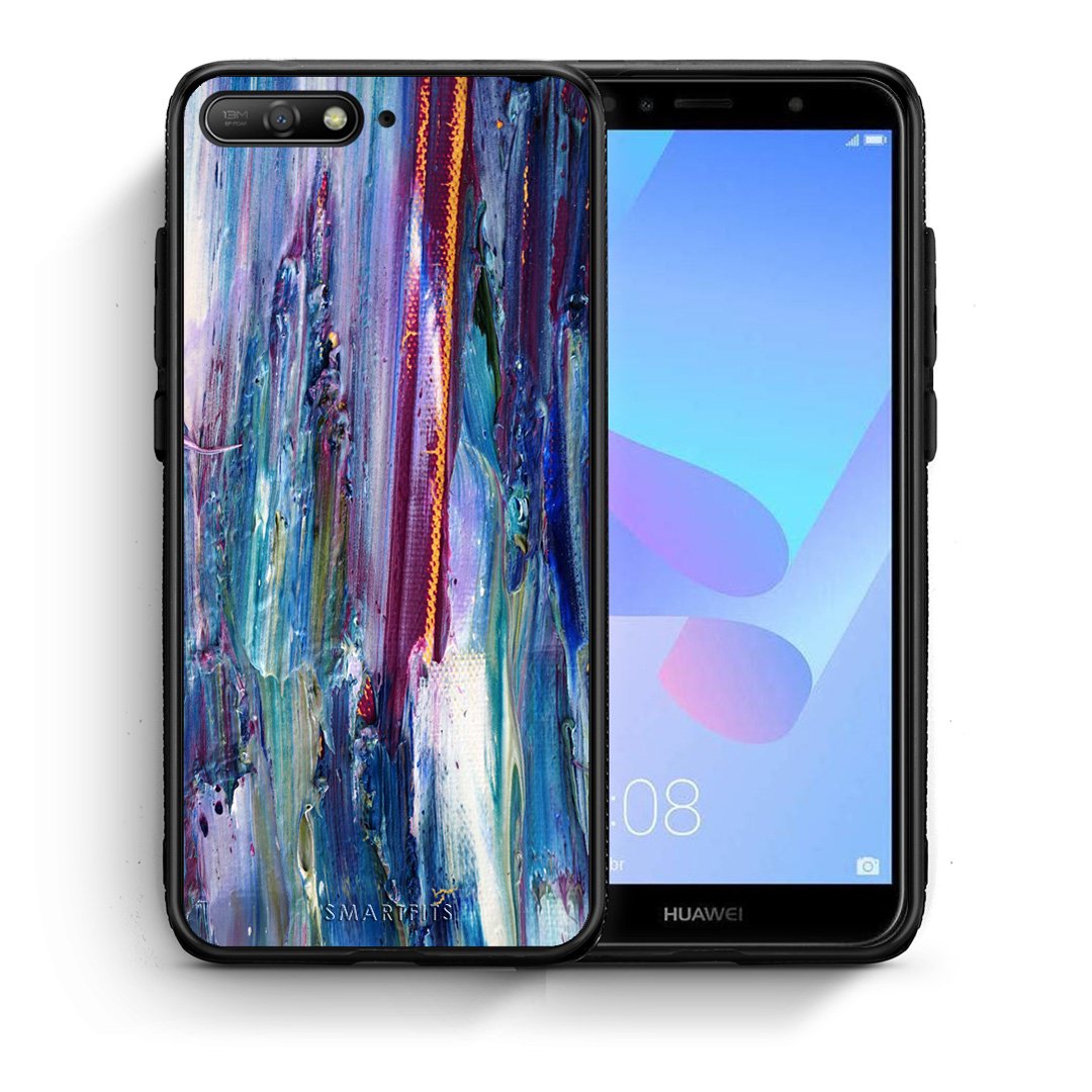 Θήκη Huawei Y6 2018 Winter Paint από τη Smartfits με σχέδιο στο πίσω μέρος και μαύρο περίβλημα | Huawei Y6 2018 Winter Paint case with colorful back and black bezels