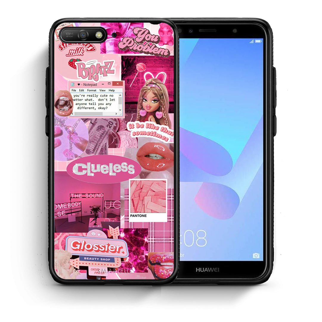 Θήκη Αγίου Βαλεντίνου Huawei Y6 2018 Pink Love από τη Smartfits με σχέδιο στο πίσω μέρος και μαύρο περίβλημα | Huawei Y6 2018 Pink Love case with colorful back and black bezels