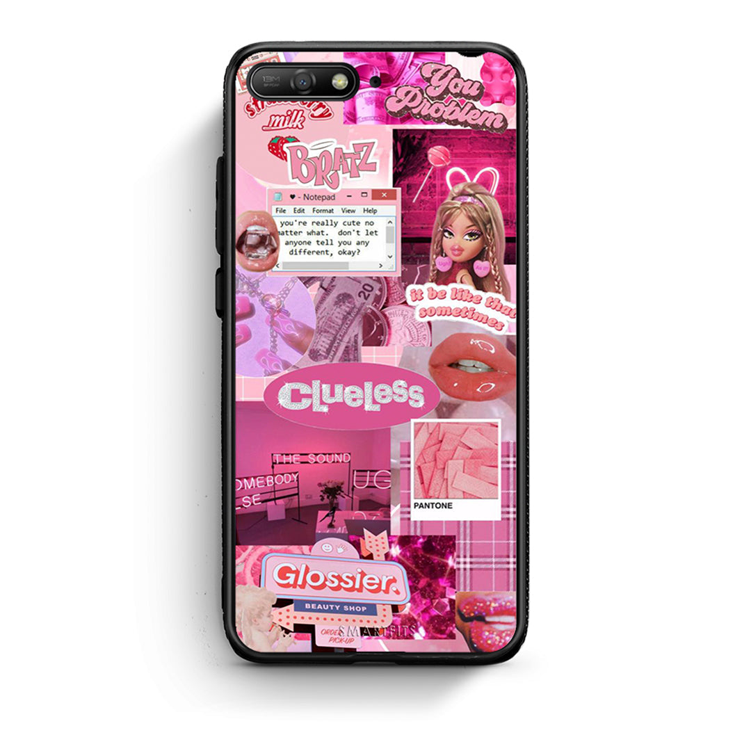 Huawei Y6 2018 Pink Love Θήκη Αγίου Βαλεντίνου από τη Smartfits με σχέδιο στο πίσω μέρος και μαύρο περίβλημα | Smartphone case with colorful back and black bezels by Smartfits