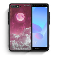 Thumbnail for Θήκη Huawei Y6 2018 Pink Moon από τη Smartfits με σχέδιο στο πίσω μέρος και μαύρο περίβλημα | Huawei Y6 2018 Pink Moon case with colorful back and black bezels