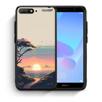 Thumbnail for Θήκη Huawei Y6 2018 Pixel Sunset από τη Smartfits με σχέδιο στο πίσω μέρος και μαύρο περίβλημα | Huawei Y6 2018 Pixel Sunset case with colorful back and black bezels