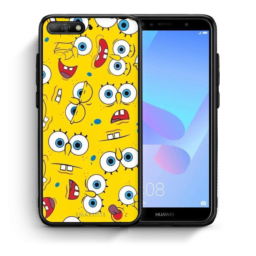 Θήκη Huawei Y6 2018 Sponge PopArt από τη Smartfits με σχέδιο στο πίσω μέρος και μαύρο περίβλημα | Huawei Y6 2018 Sponge PopArt case with colorful back and black bezels