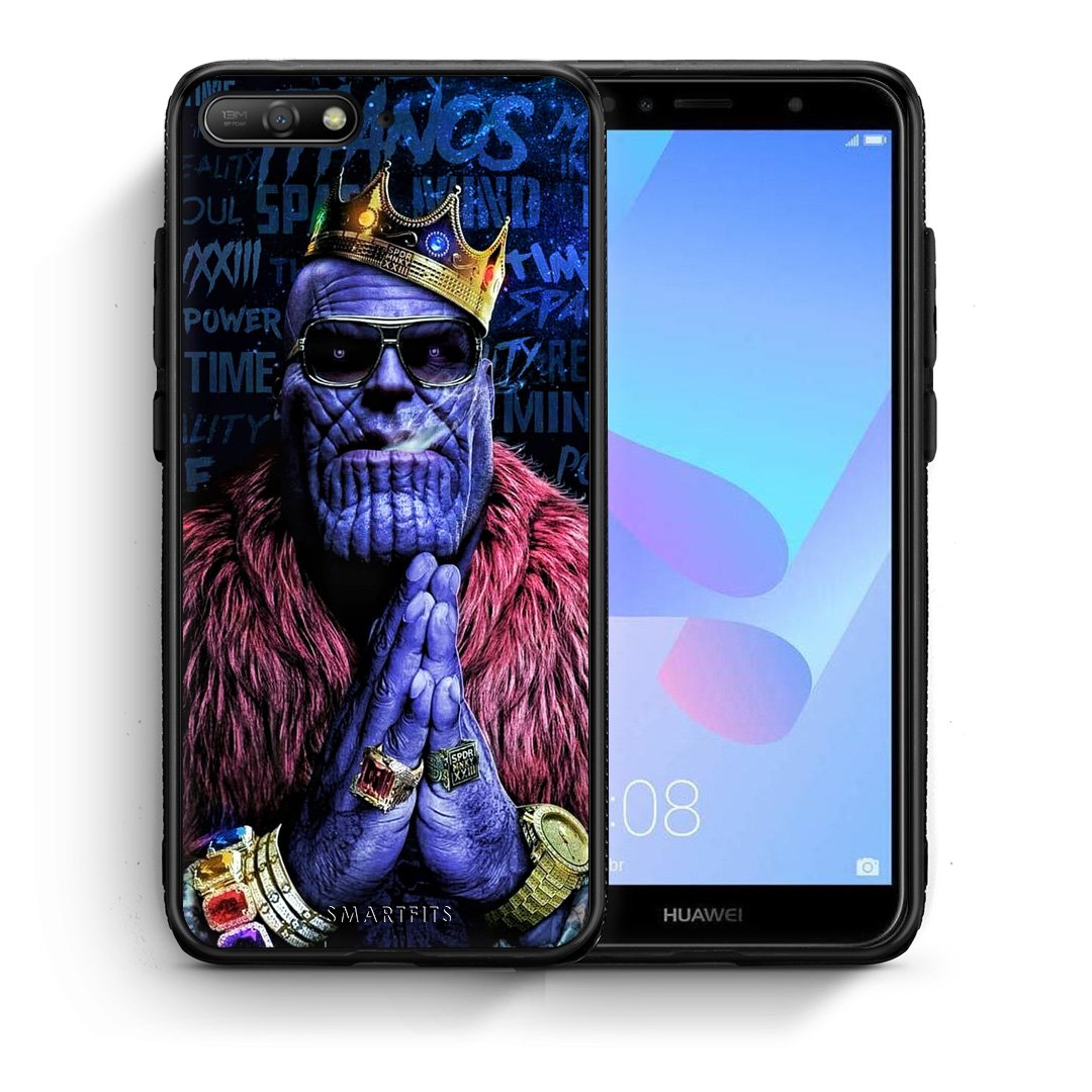 Θήκη Huawei Y6 2018 Thanos PopArt από τη Smartfits με σχέδιο στο πίσω μέρος και μαύρο περίβλημα | Huawei Y6 2018 Thanos PopArt case with colorful back and black bezels
